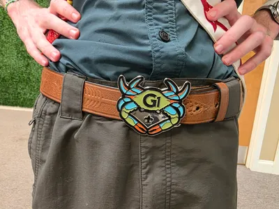 Scouting event with new belts buckles