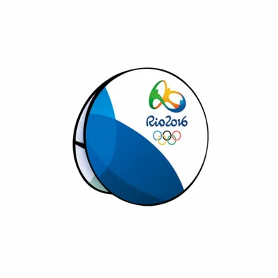 A circular logo with stylised elements, text 'Rio 2016' and the Olympic rings, represents the 2016 Rio de Janeiro Olympic Games.