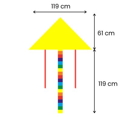 61cm L x 119cm W (119cm Tail Length)
