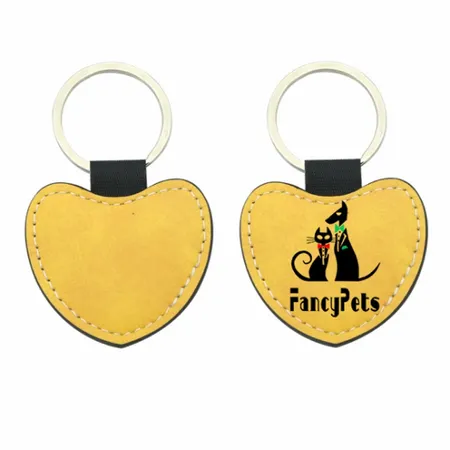 Full-Colour Heart Leather Keychain - Imprint Now - NZ