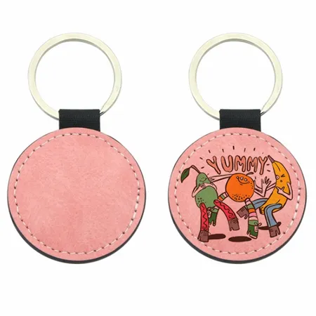 Full-Colour Circle Leather Keychain - Imprint Now - NZ