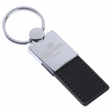 Polished Metal & Leather Keychain - Imprint Now - NZ