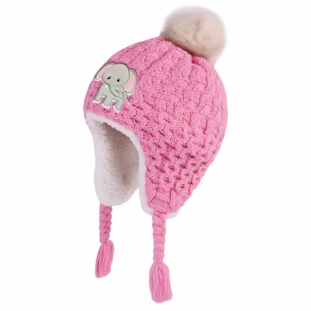 Cutesy Pom Acrylic Kid Beanies with Earflaps - Imprint Now - NZ