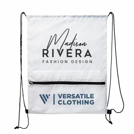 Zip Pocket Drawstring Bag Zip Pocket Drawstring Bag - Imprint Now - NZ