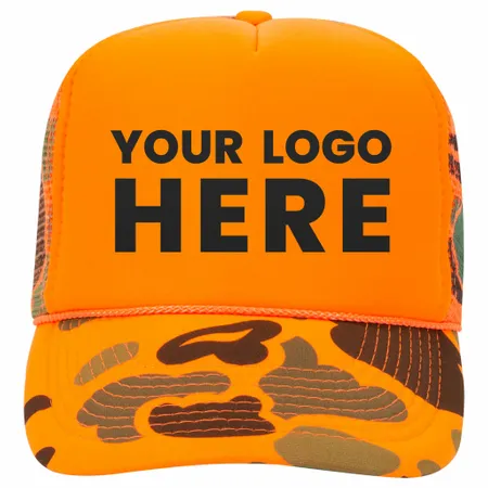 Otto 49-131 5-Panel High Crown Foam Trucker Hat - Neon Camo - Imprint Now - NZ