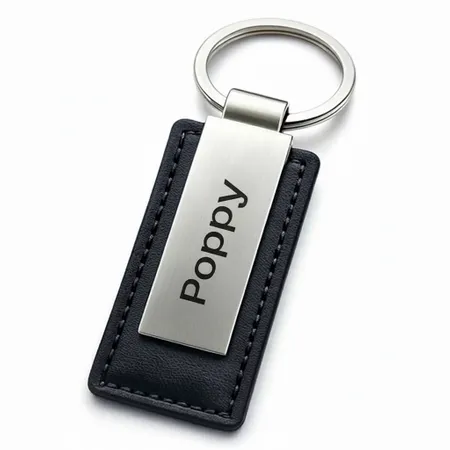 Rectangle Leather & Metal Keychain - Imprint Now - NZ