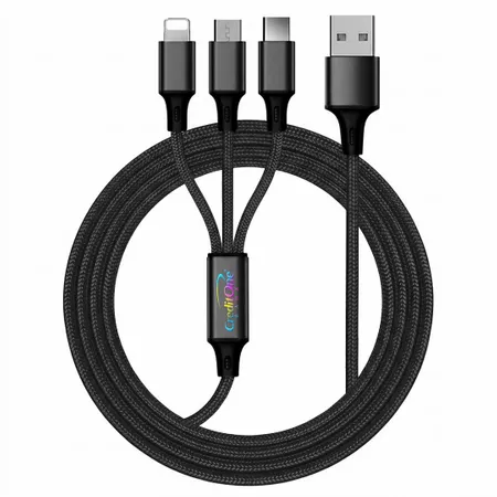 Nylon Braided 3-in-1 Charging Cables - Imprint Now - NZ