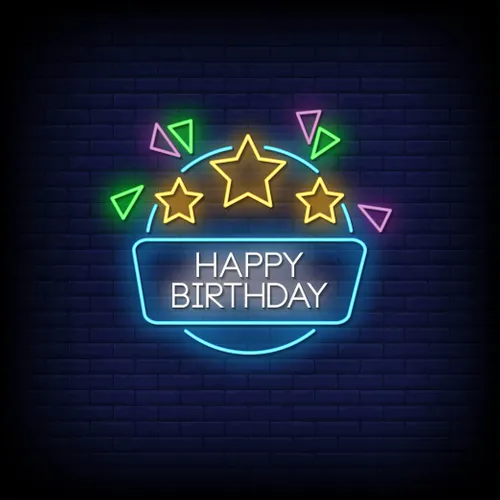 Star & Angles Happy Birthday Neon Sign - Imprint Now - NZ