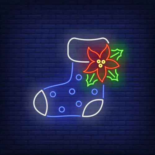 Boot Sock with Ponsettia Flower Neon Sign - Imprint Now - NZ
