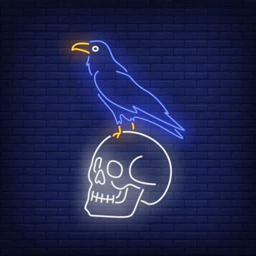 Crow Sitting Human Skull Neon Sign - Imprint Now - NZ