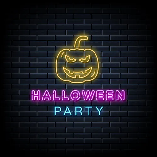 Halloween Party Neon Sign with Pumpkin - Imprint Now - NZ