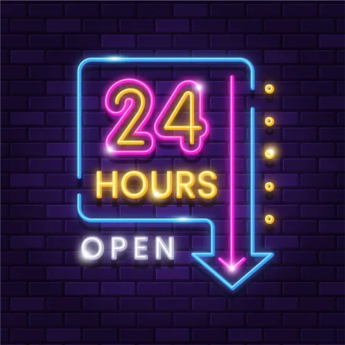24 Hours Open Neon Sign - Imprint Now - NZ