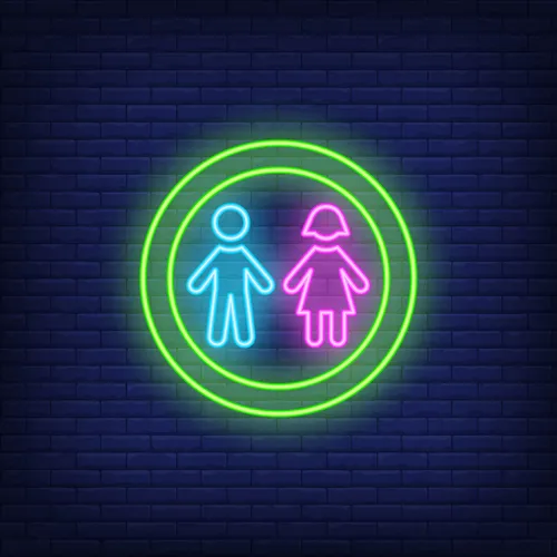 Boy & Girl Silhouettes Circle Neon Sign - Imprint Now - NZ