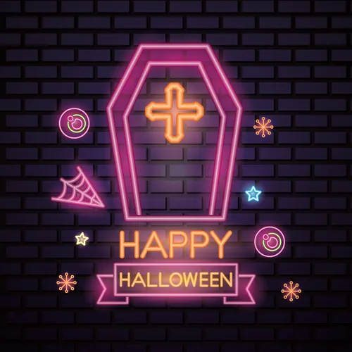 Pink Halloween Coffin Cross Neon Sign - Imprint Now - NZ