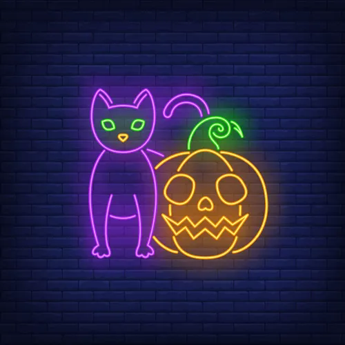 Scary Pumpkin Cat Neon Sign - Imprint Now - NZ