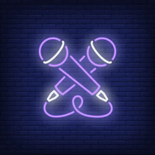 Crossed Microphone Neon Sign - Imprint Now - NZ