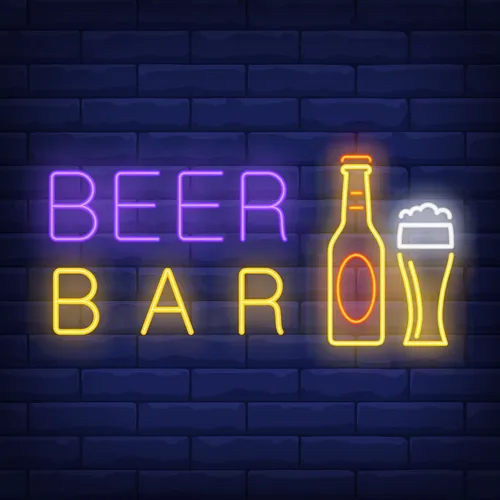 Beer & Bar with Bottle & Glass Neon - Imprint Now - NZ