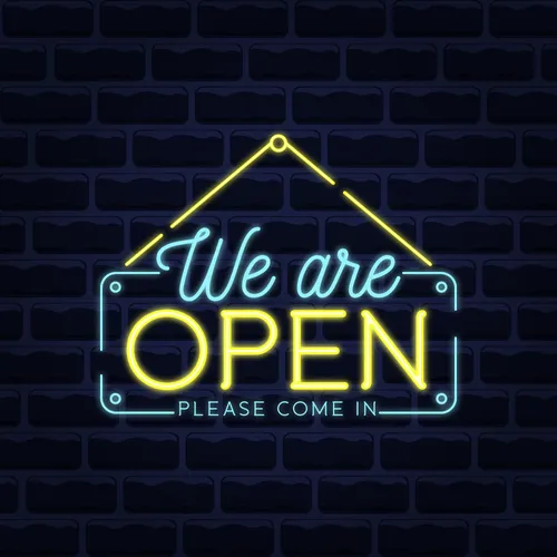 We Are Open Blue and Yellow Neon Sign - Imprint Now - NZ