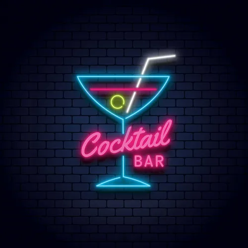 Cocktail Bar Glass & Zip Neon Sign - Imprint Now - NZ