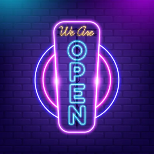We are Open Vertical Neon Sign - Imprint Now - NZ
