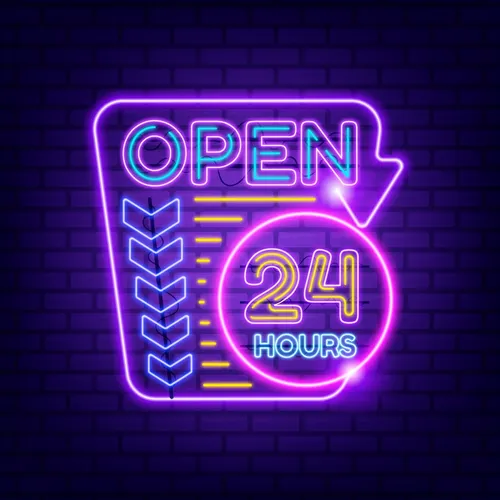 Retro Open 24 Hours Neon Sign - Imprint Now - NZ