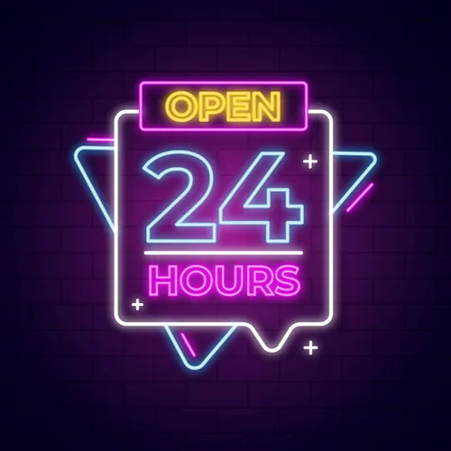 Open 24 Hours with Abstract Shapes Neon Sign - Imprint Now - NZ