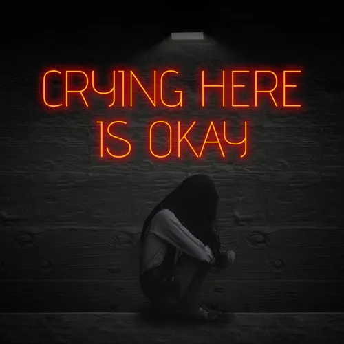 Crying Here Is Okay Neon Sign - Imprint Now - NZ