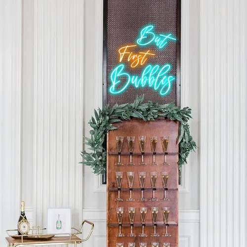But First Bubbles Wedding Party Neon Sign - Imprint Now - NZ