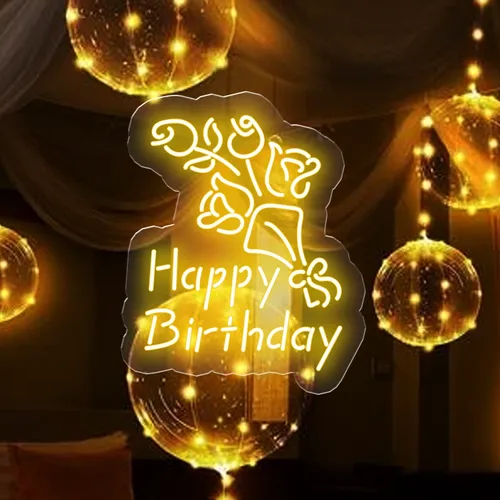 Happy Birthday Floral Neon Sign - Imprint Now - NZ