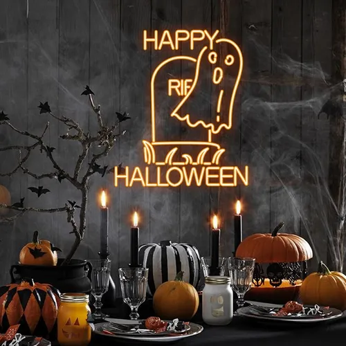 Happy Halloween Ghost Neon Sign - Imprint Now - NZ