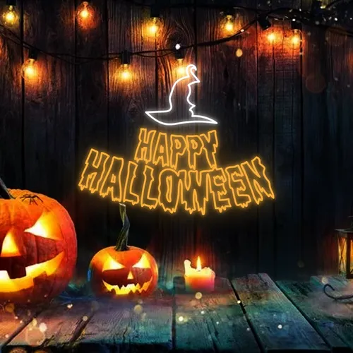 Happy Halloween Witch Hat Neon Signs - Imprint Now - NZ