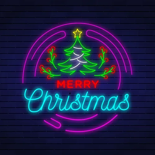 Merry Christmas Flower Tree Neon Sign - Imprint Now - NZ