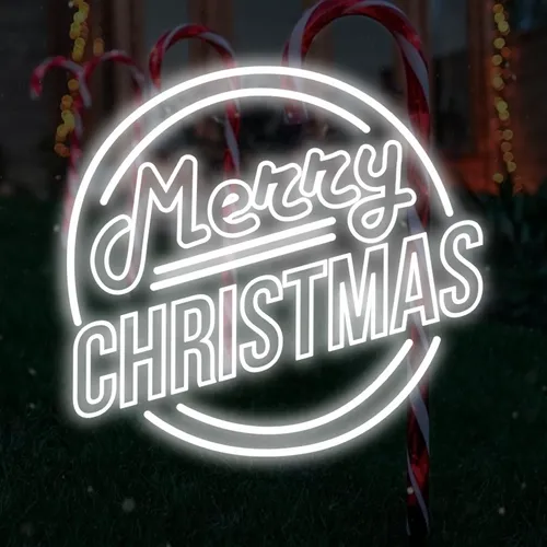 Merry Christmas Double Circle Text Neon Sign - Imprint Now - NZ