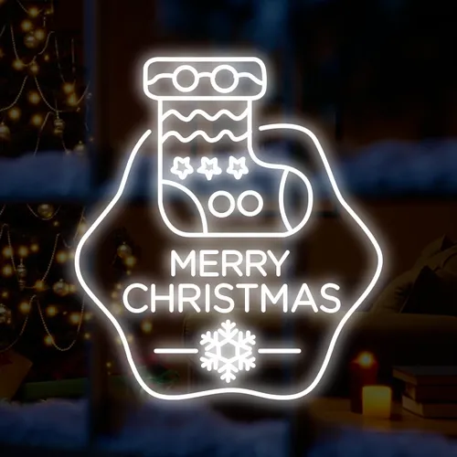 Merry Christmas Handmade Sock Neon Sign - Imprint Now - NZ