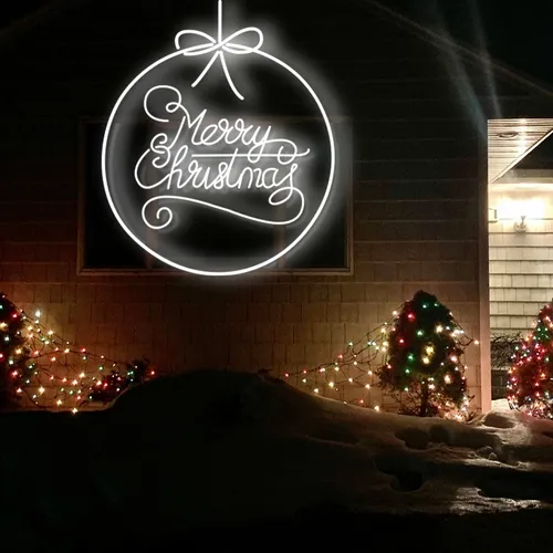 Merry  Christmas Circle Typography Neon Sign - Imprint Now - NZ