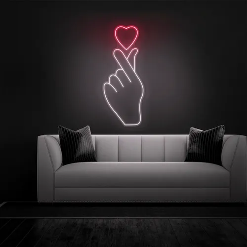 Finger Heart Neon Sign - Imprint Now - NZ