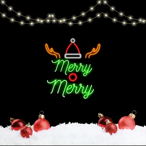 Merry Merry Deer Neon Sign - Imprint Now - NZ