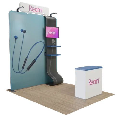 Custom Media Display with TV Stand Tension Fabric 2.4 m x 2.4 m - Imprint Now - NZ