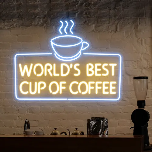 World's Best Cup of Coffee Neon Sign - Imprint Now - NZ