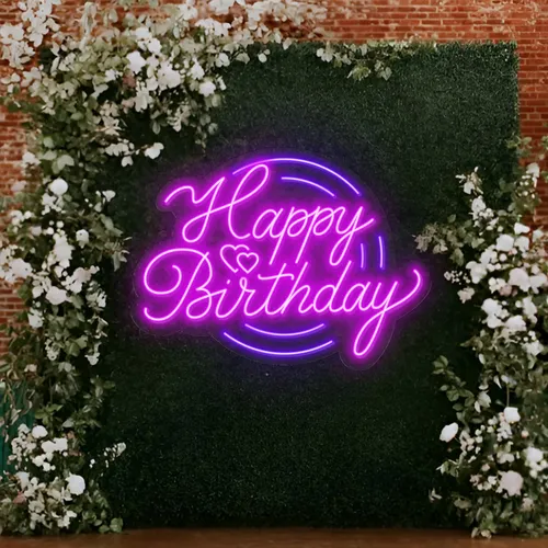 Happy Birthday Purplish Neon Sign - Imprint Now - NZ