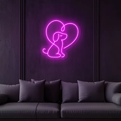 Scribble Dog Heart Neon Sign - Imprint Now - NZ