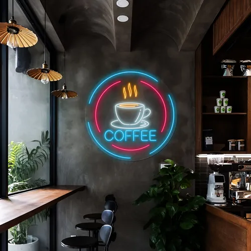 Steaming Cup Coffee Neon Sign - Imprint Now - NZ