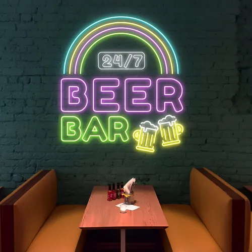 24/7 Rainbow Beer Bar Neon Sign - Imprint Now - NZ