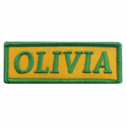 Green and Yellow Olivia Name Patch - Imprint Now - NZ