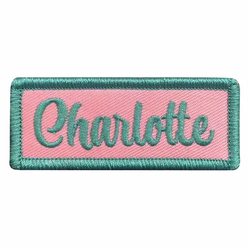 Teal and Pink Charlotte Name Patch - Imprint Now - NZ