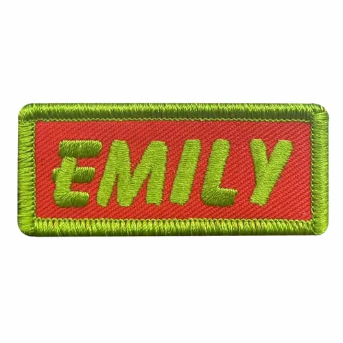 Lime Green and Red Emily Name Patch - Imprint Now - NZ