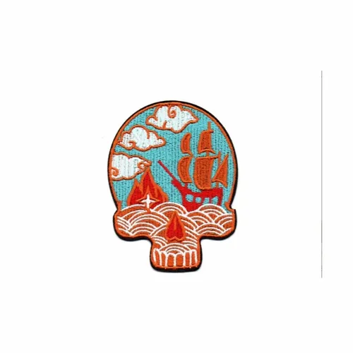 Blue and Orange Pirate Mural Skull Patch - Imprint Now - NZ