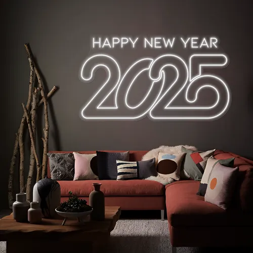 Frosty Happy New Year 2024 Neon Sign