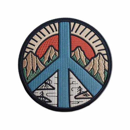 Round Natural Peace Iron On Patch - Imprint Now - NZ