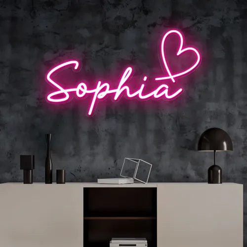 Sophia with Heart Neon Sign - Imprint Now - NZ